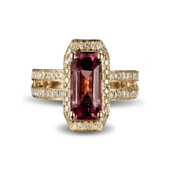 1.50 Ct Ruby and Diamond 14k Yellow Gold Cluster Engagement Ring Over 925 Siver
